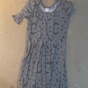 LuLaRoe Asymmetrical Dress in Black and White Floral